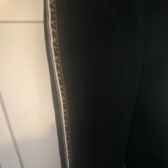 Zara Basic Cropped Wide Leg Black Pants Side Stripe with ZARA repeated Size L - Picture 2 of 13